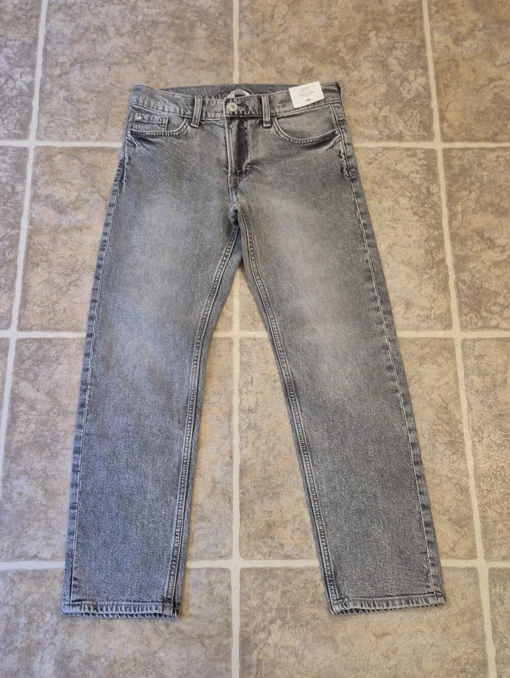 NWT H&M Boys Grey Straight Leg Slim Fit Jeans Size 12